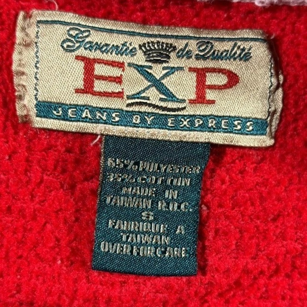Express Sweatshirt EXP Plaid Patch Logo Pullover Red XL Taiwan R.O.C. - Picture 4 of 10
